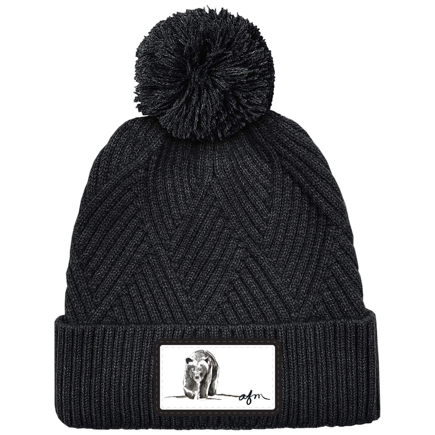 Black Bear Bridger Textured Beanie in Black
