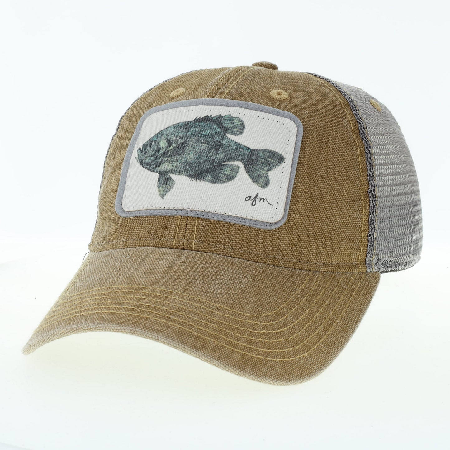 Crappie Dashboard Trucker Hat in Khaki/Grey
