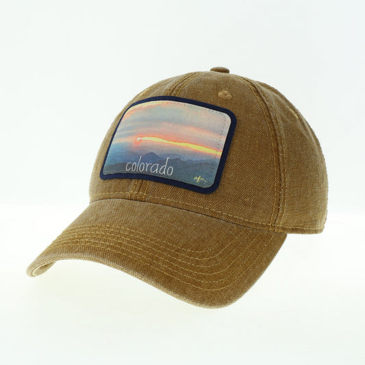 Colorado Mountain Sunset Dashboard Hat in Camel