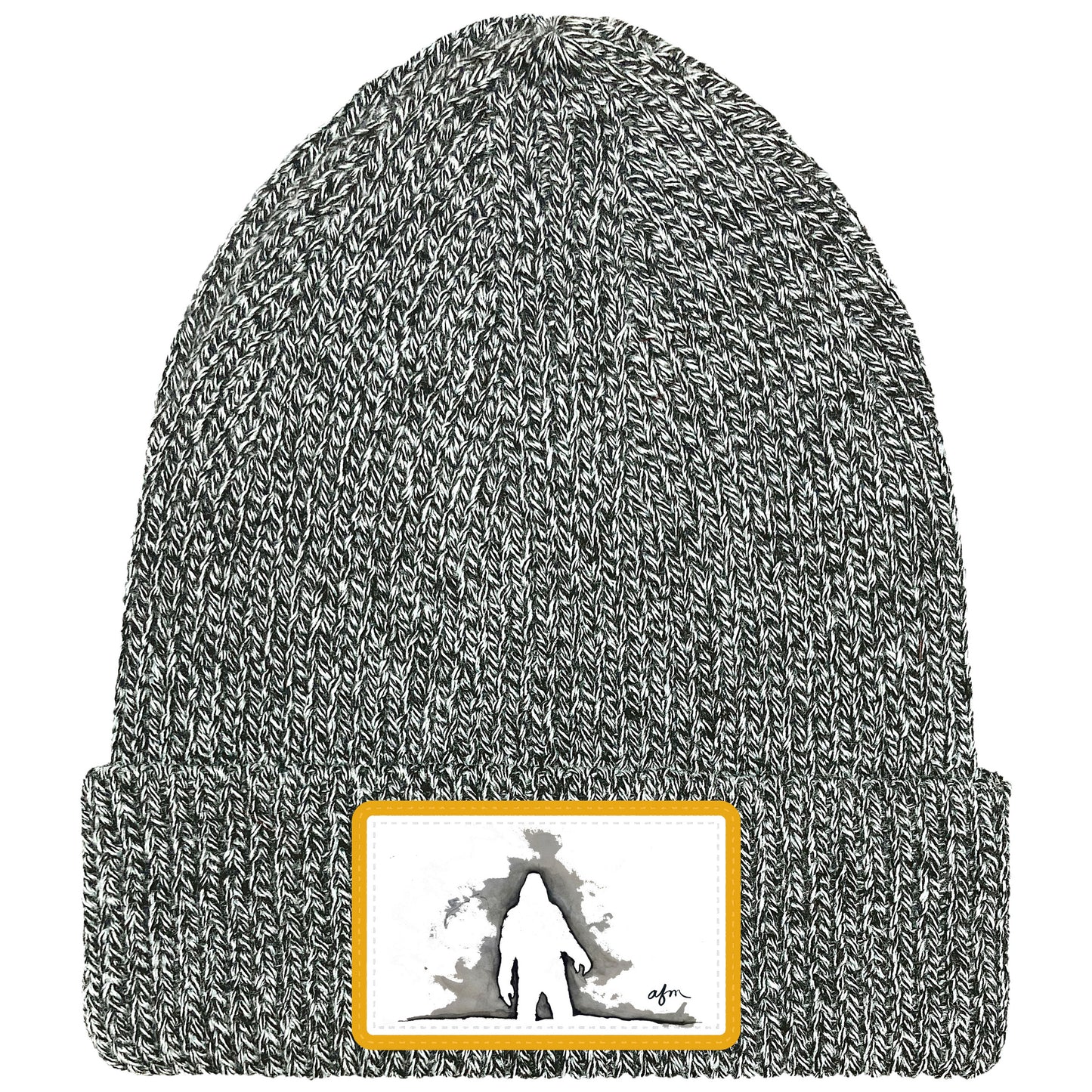 Yeti Ribbed Cuffed Beanie in Marled Black