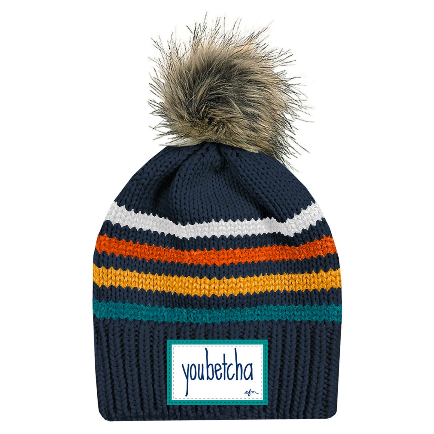 Youbetcha Big Sky Striped Beanie in Navy