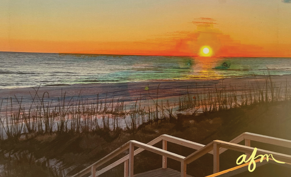 Beach Sunset Mid-Pro Trucker Hat in Mint/Navy/Silver