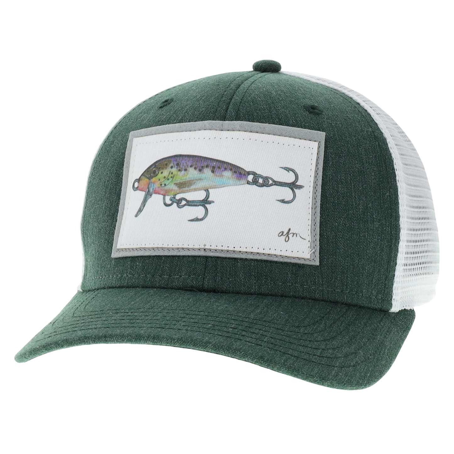 Minnow Lure Mid-Pro Trucker Hat in Melange Dark Green/White