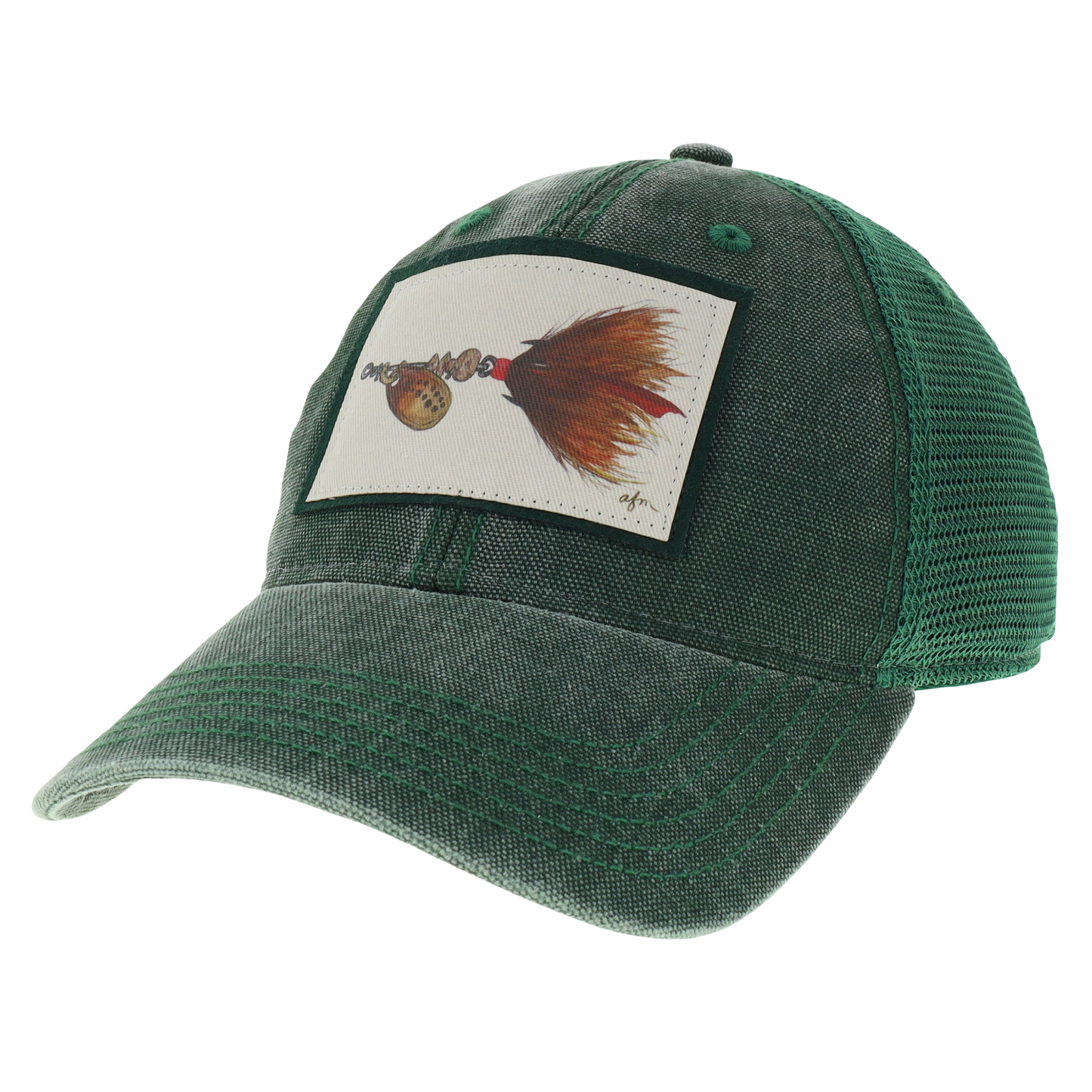 Spinner Lure Dashboard Trucker Hat in Dark Green/Green