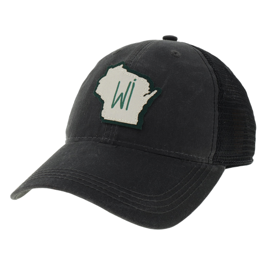 Wisconsin Waxed Trucker Hat in Charcoal/Black