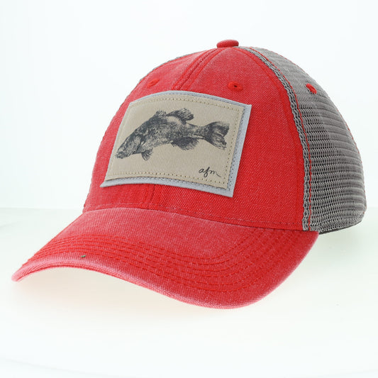 Largemouth Dashboard Trucker Hat in Scarlet/Grey