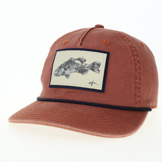 Largemouth Bass SKULLY Hat in Rust w/ Navy Rope