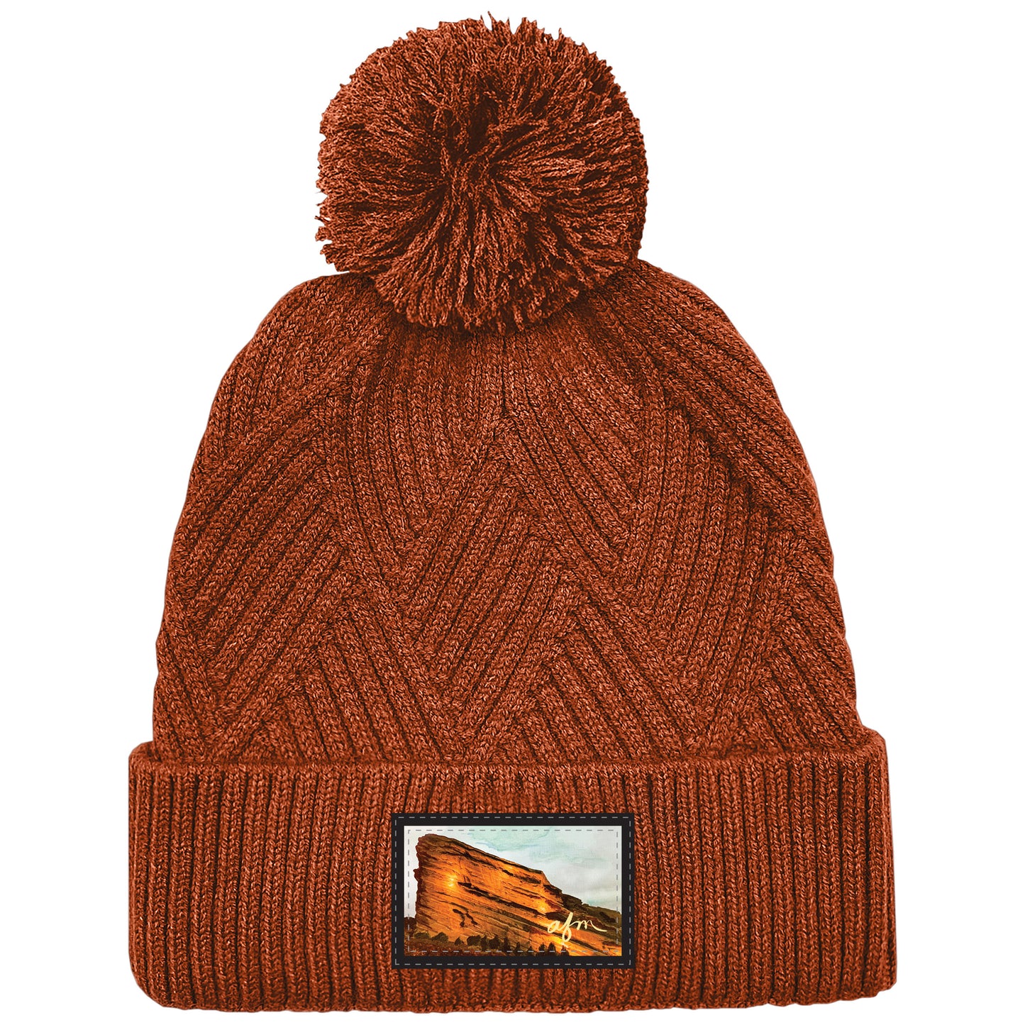 Red Rocks Bridger Textured Cufffed Beanie in Rust