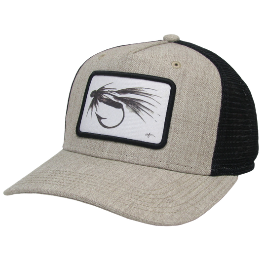 B&W Fly Roadie Trucker Hat in Heather Tan/Black