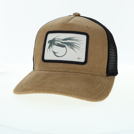 B&W Fly Roadie Trucker Hat in Corduroy Khaki/Black