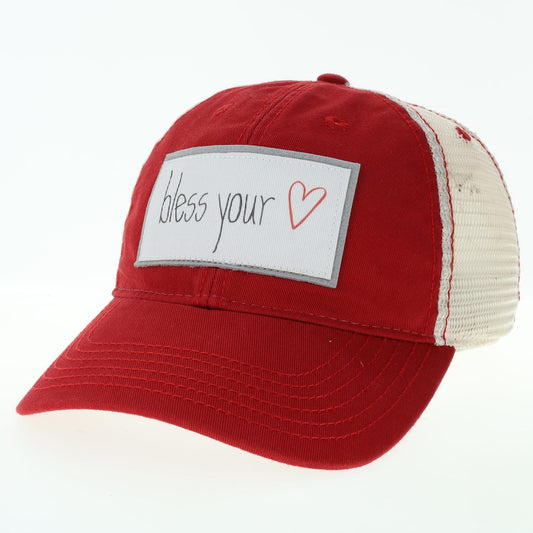 Bless Your Heart Relaxed Twill Trucker Hat in Scarlet
