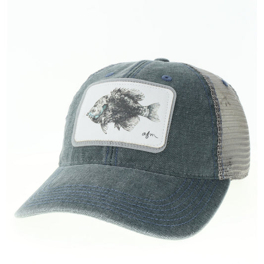 Bluegill Gyotaku Dashboard Trucker Hat in Blue Steel/Grey