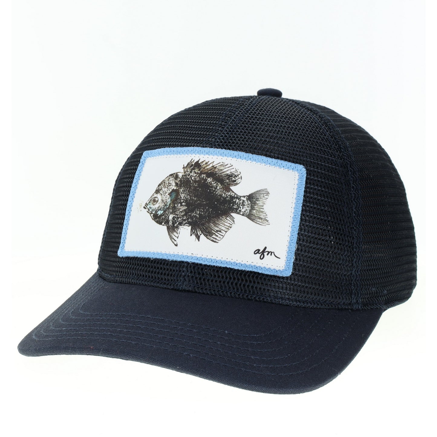 Bluegill Gyotaku Meshy Trucker Hat in Navy