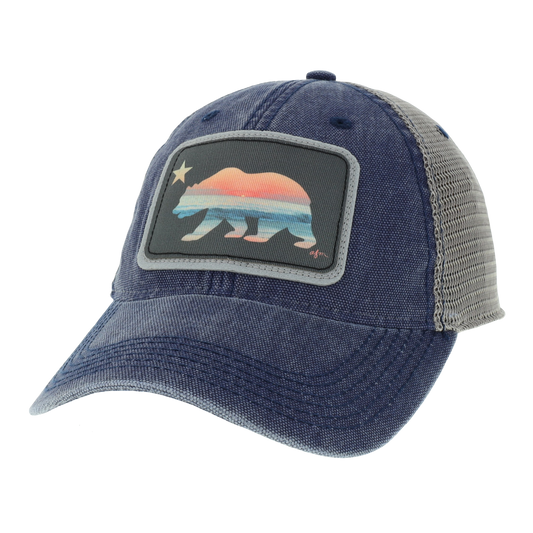 California Bear Dashboard Trucker Hat in Navy/Grey