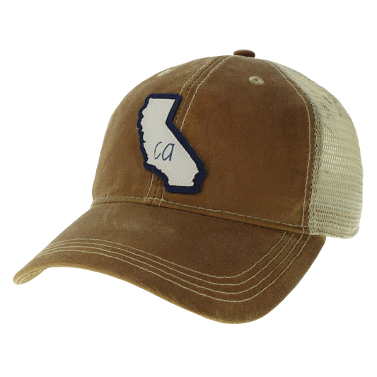 California Waxed Cotton Trucker Hat in Dark Tan/Khaki