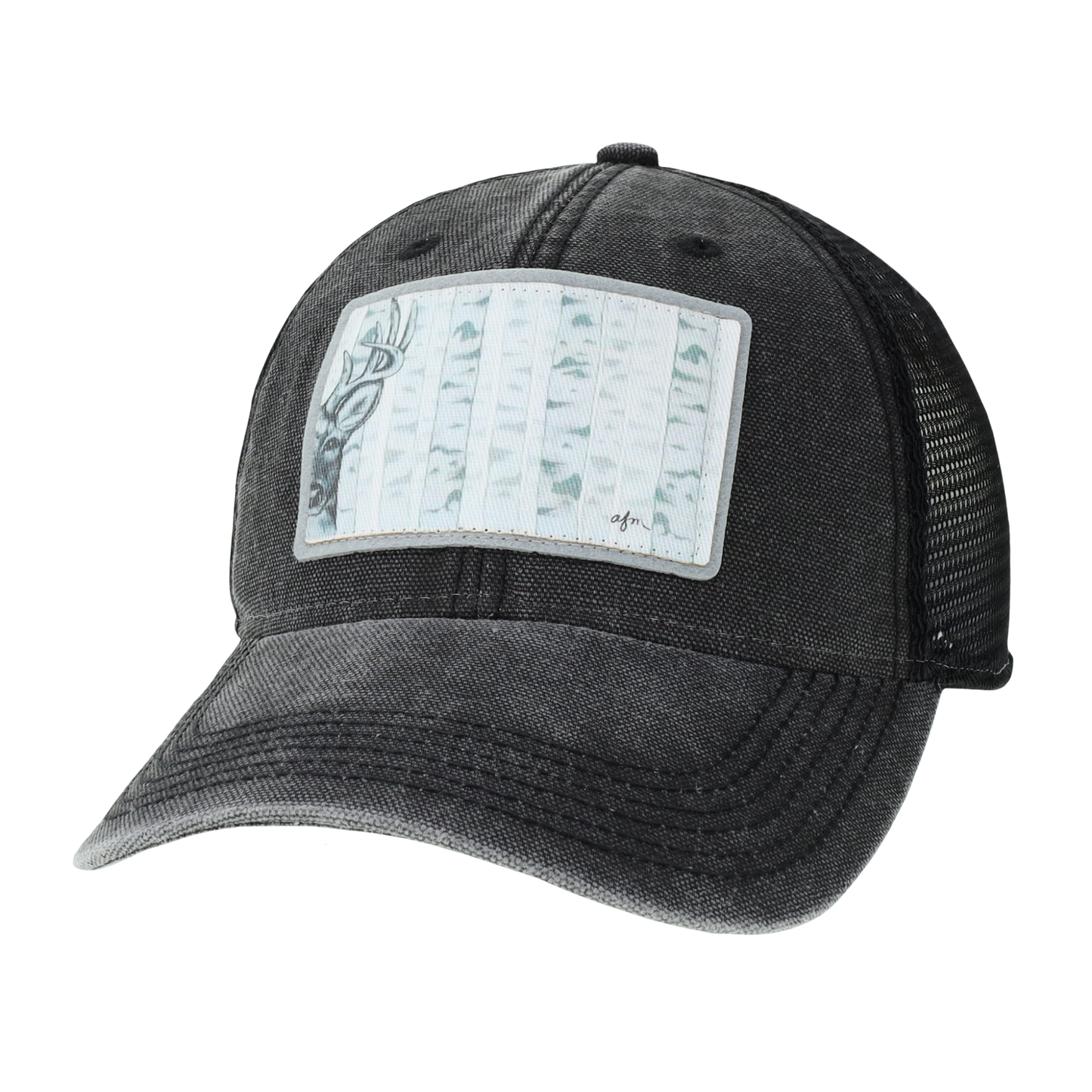 Deer Dashboard Trucker Hat in Black/Black