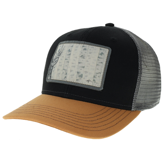 Deer Mid-Pro Trucker Hat in Black/Caramel/Dark Grey