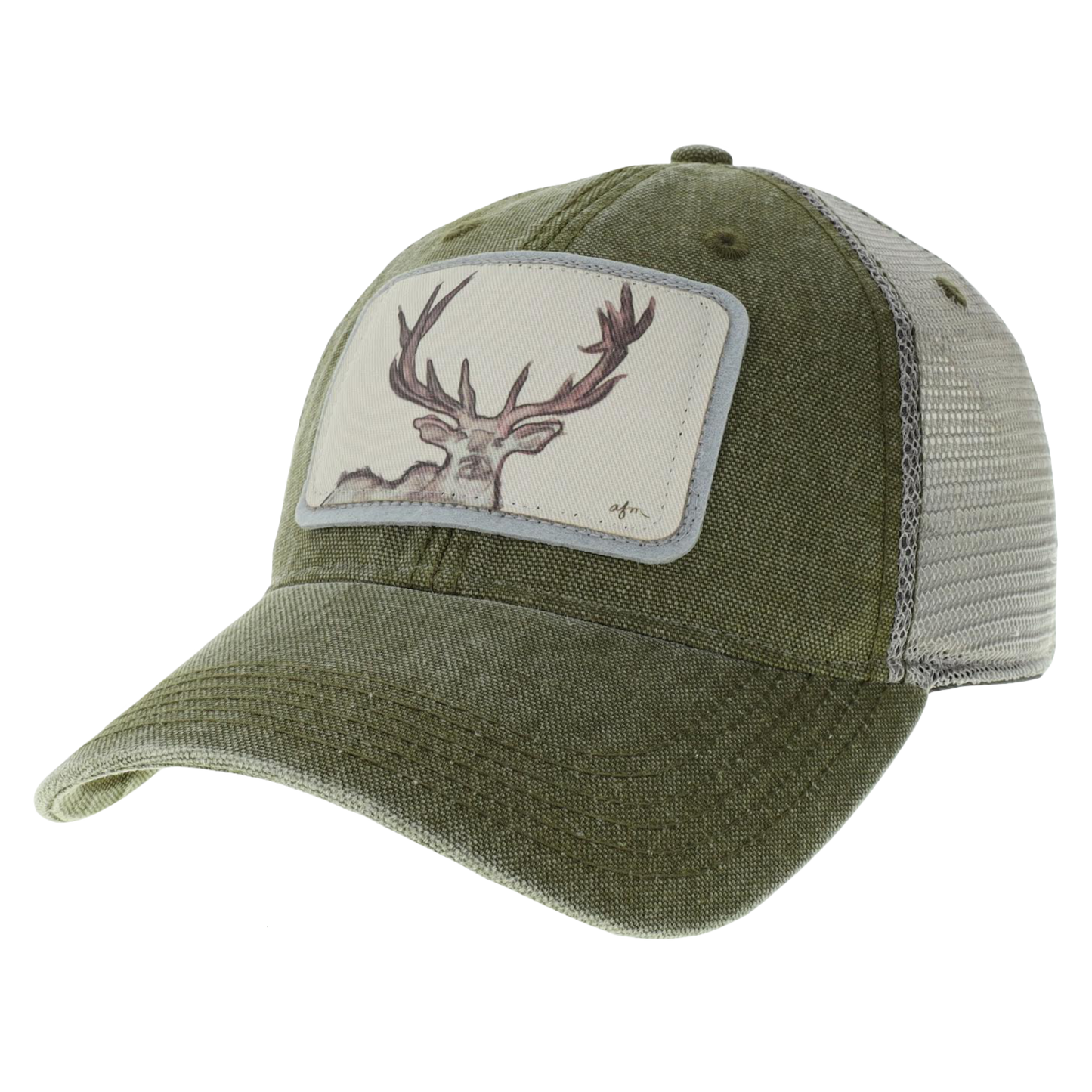 Elk Dashboard Trucker Hat in Olive/Grey