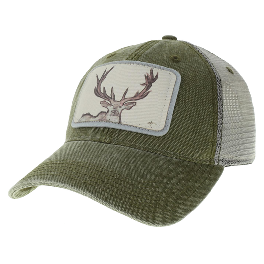 Elk Dashboard Trucker Hat in Olive/Grey