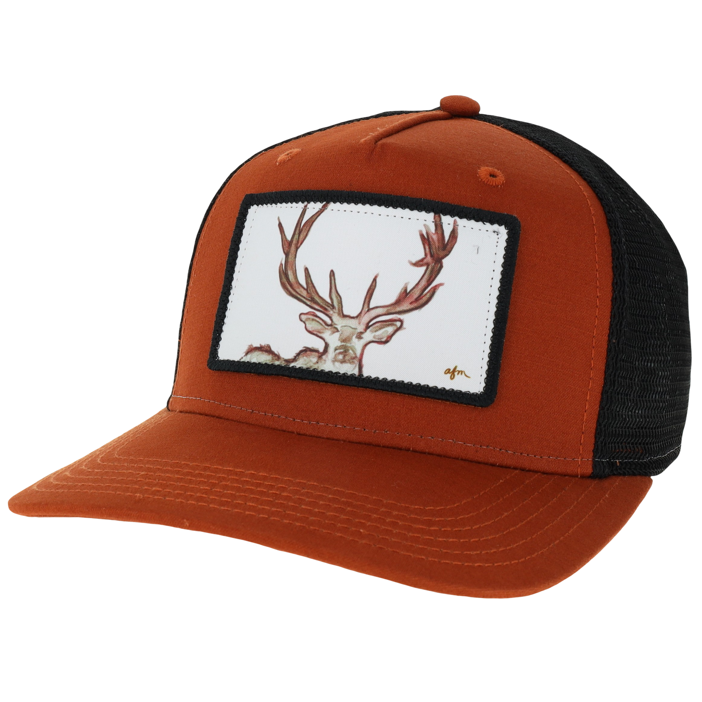 Elk Roadie Trucker Hat in Copper Slub/Black