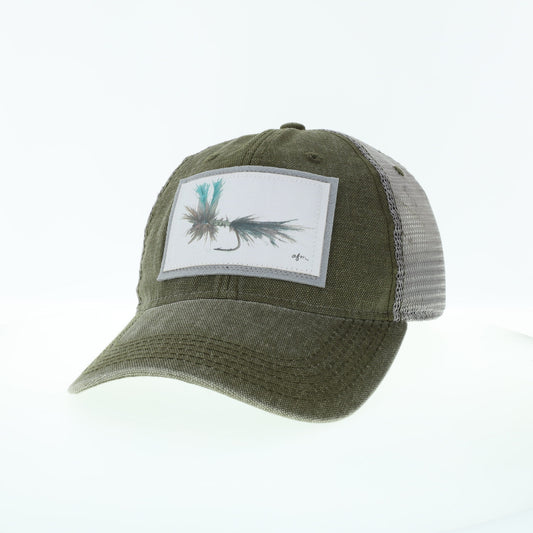 Green Drake Dashboard Trucker Hat in Olive/Grey