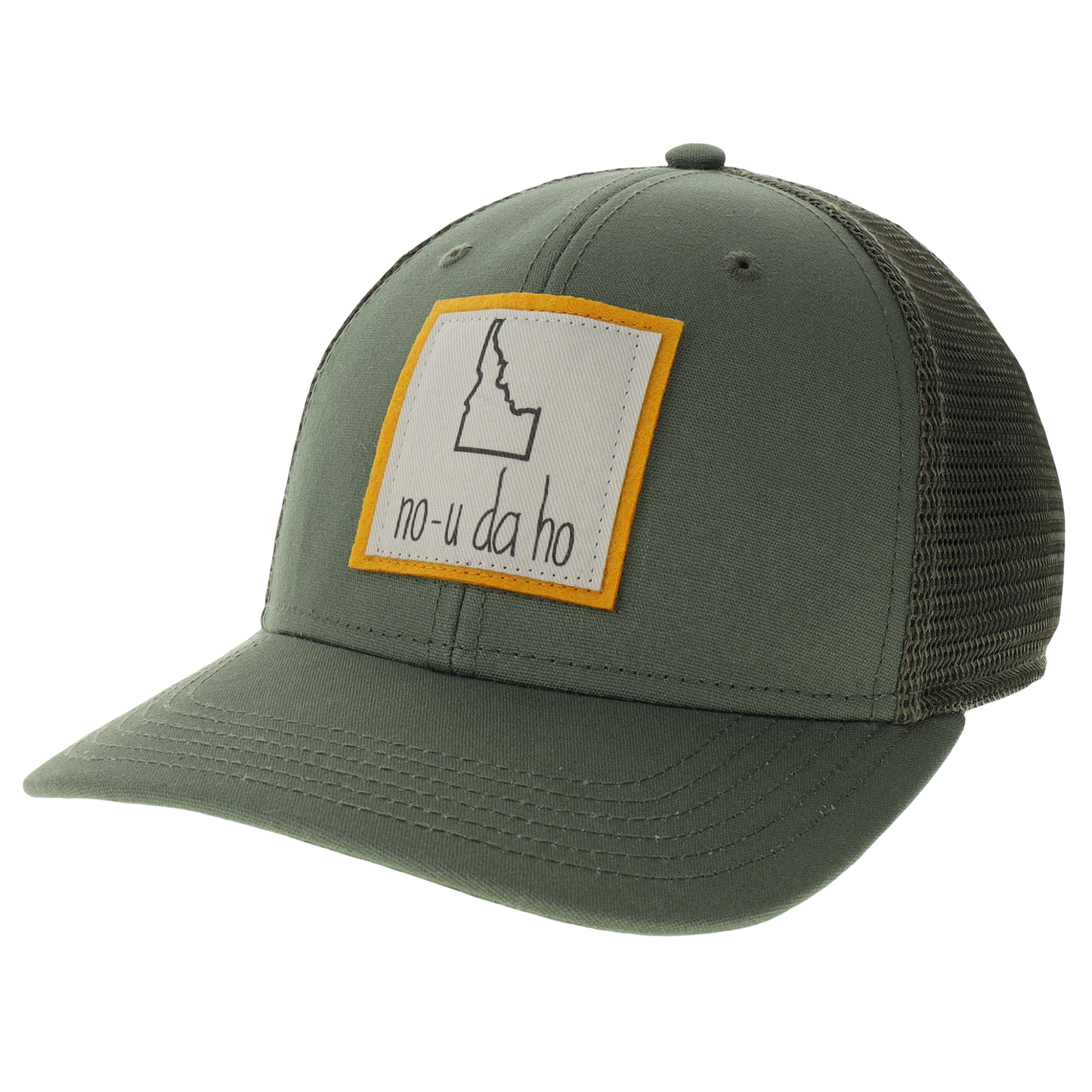 Idaho Mid-Pro Trucker Hat in Olive/Olive "no-u-da-ho"