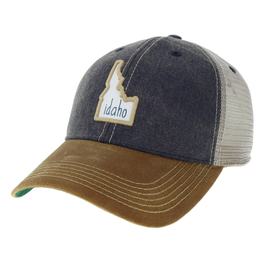 Idaho Waxed Trucker Hat in Navy/Grey