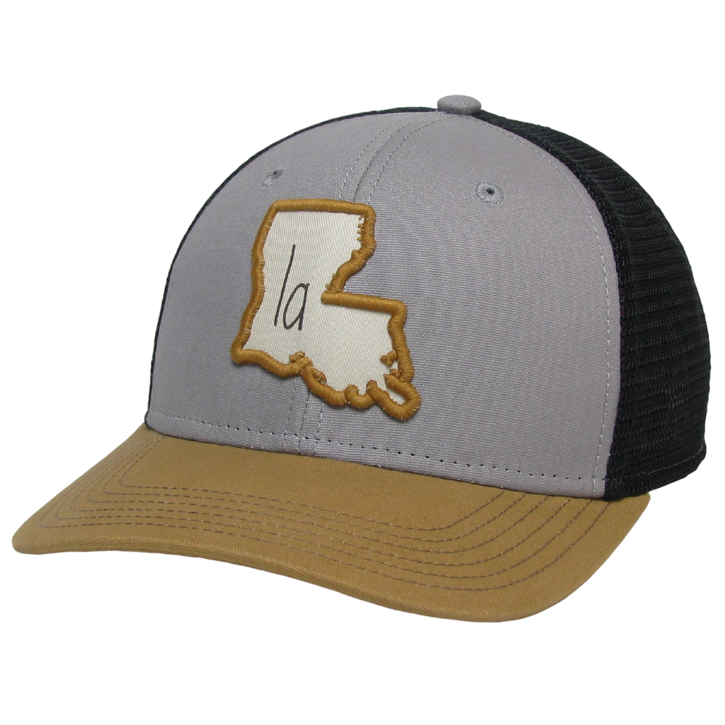 Louisiana Mid-Pro Trucker Hat in Grey/Caramel/Black