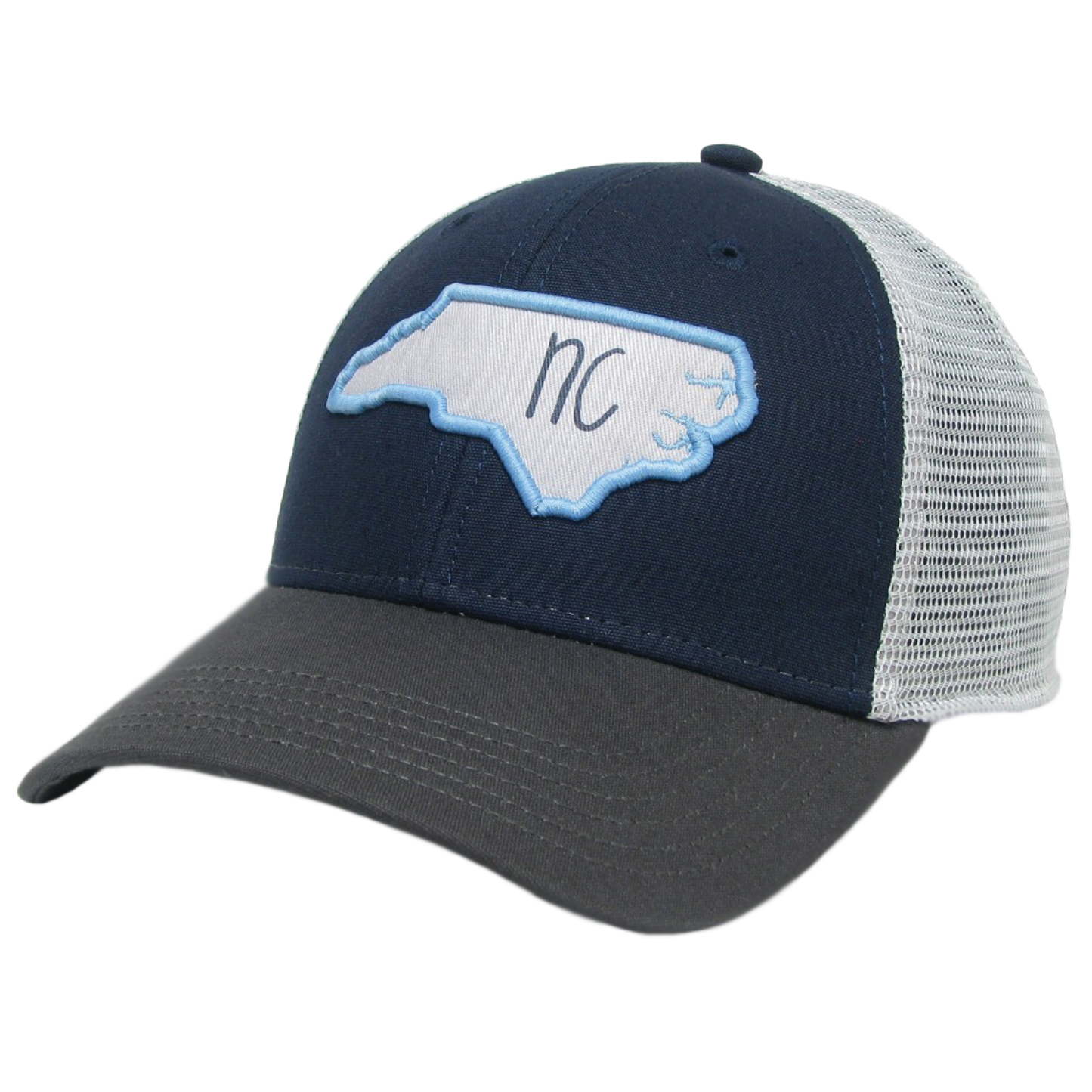 North Carolina Mid-Pro Trucker Hat in Navy/Dark Grey/Silver