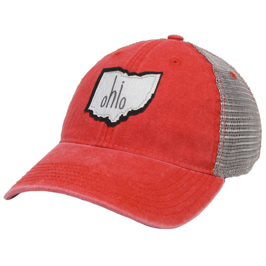 Ohio Dashboard Trucker Hat in Scarlet/Grey