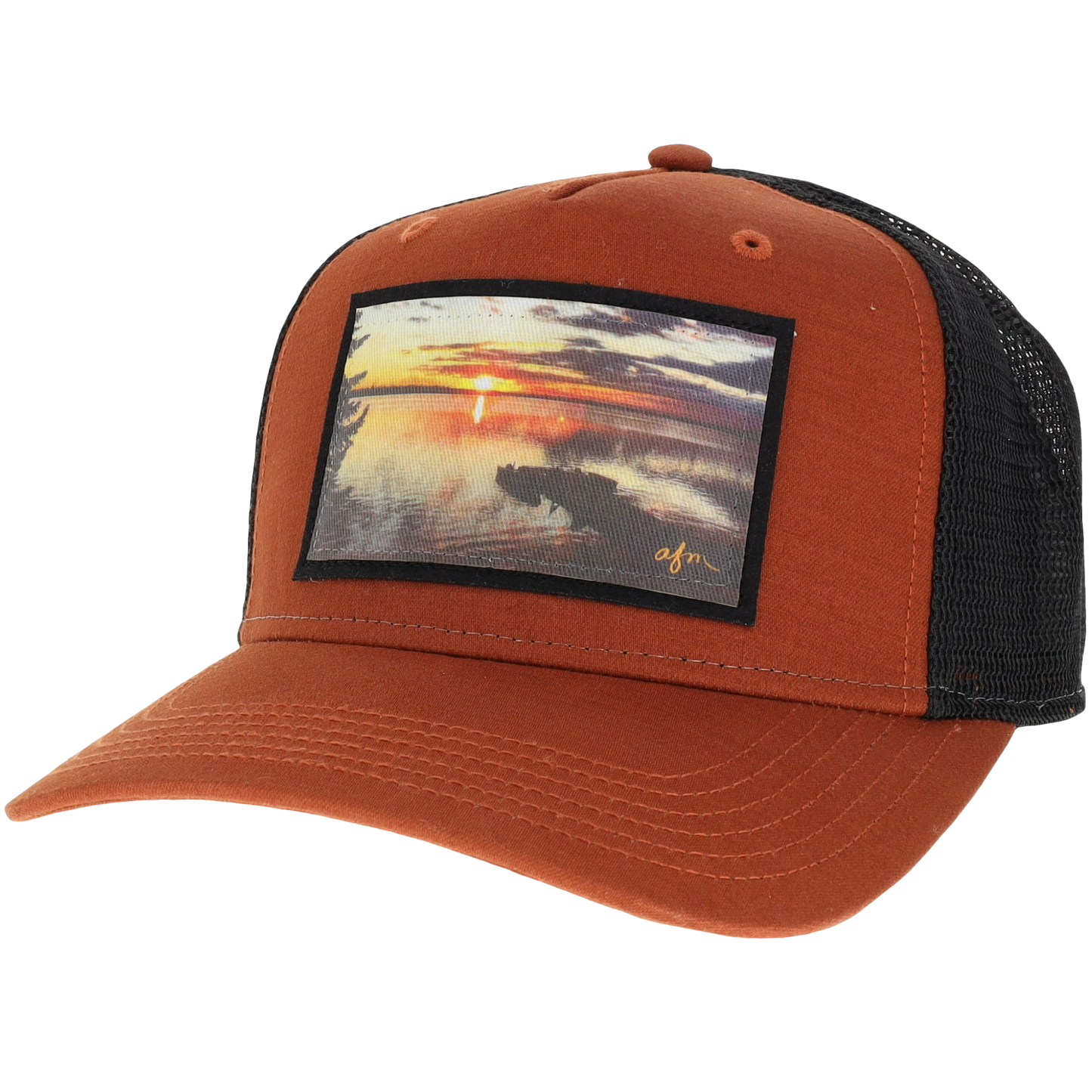 Pier Roadie Trucker Hat in Copper Slub/Black