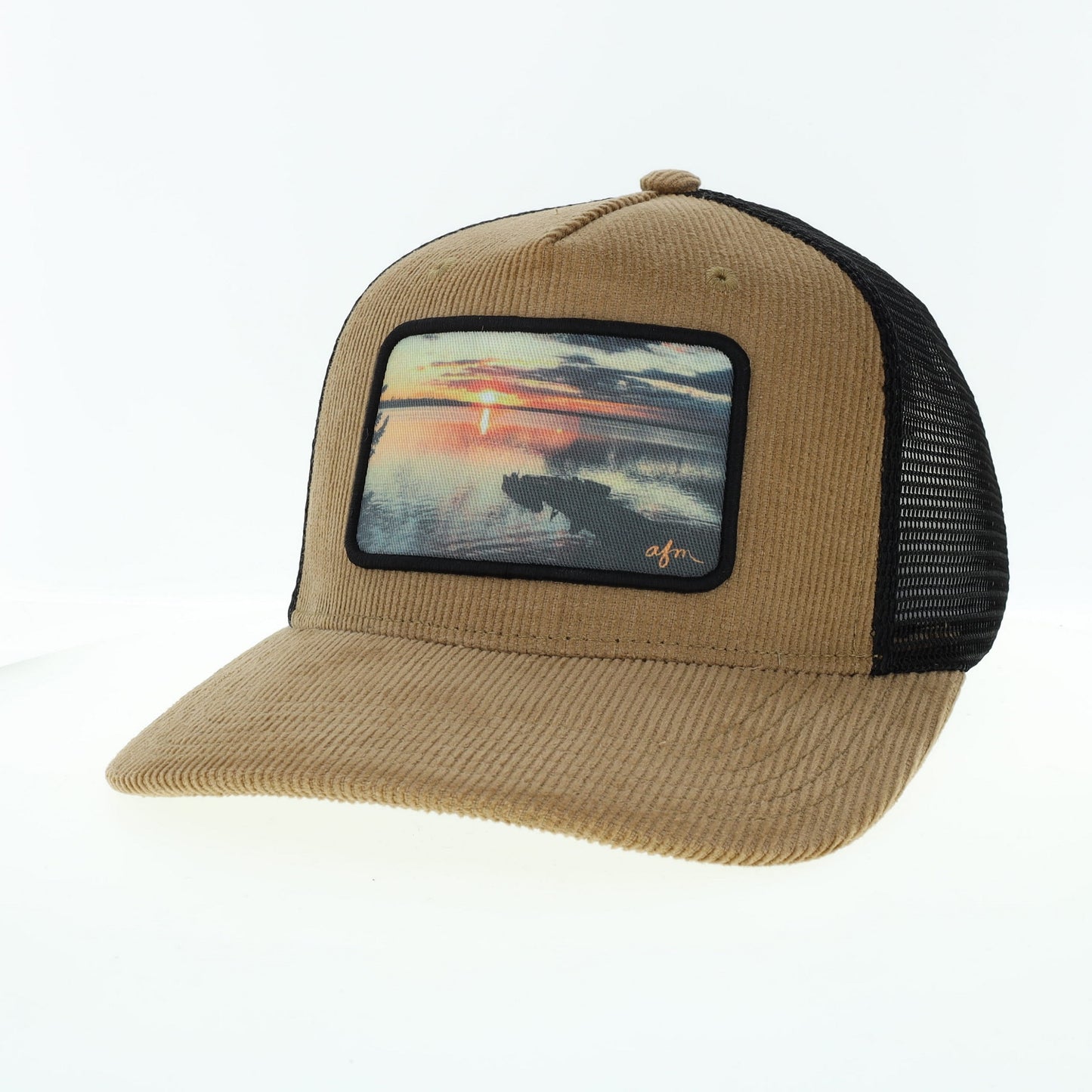 Pier Roadie Trucker Hat in  Corduroy Khaki/Black