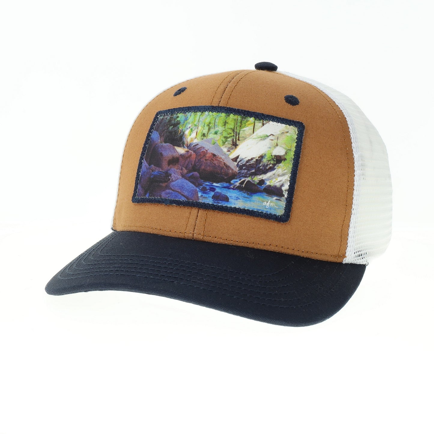 River Scene Mid-Pro Trucker Hat in Camel/Navy/White