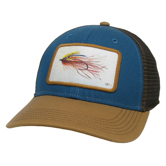 Streamer Fly Mid-Pro Trucker Hat in Marine Blue/Camel/Brown