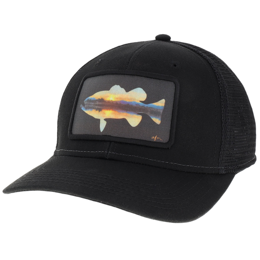 Sunset Bass Mid-Pro Trucker Hat in Black
