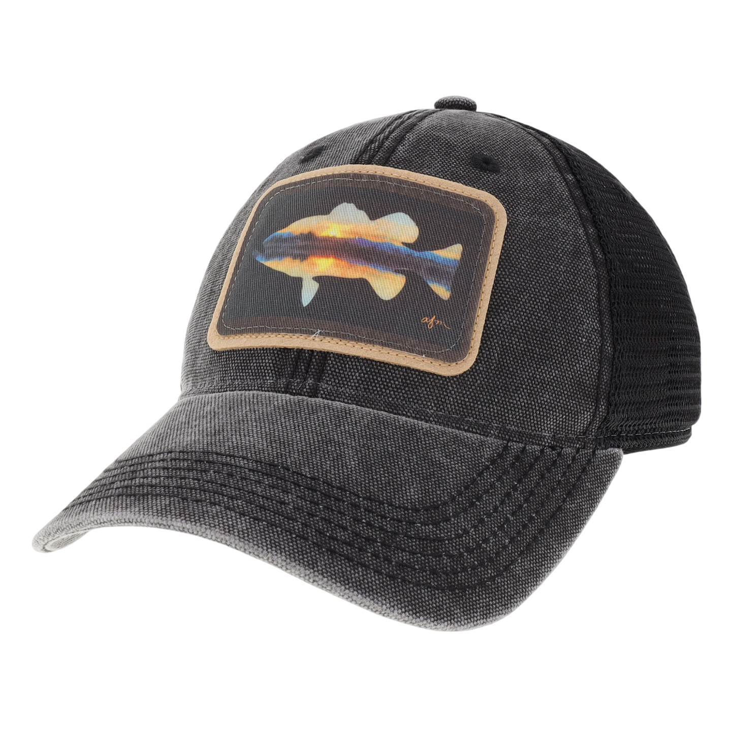 Sunset Bass Dashboard Trucker Hat in Black/Black
