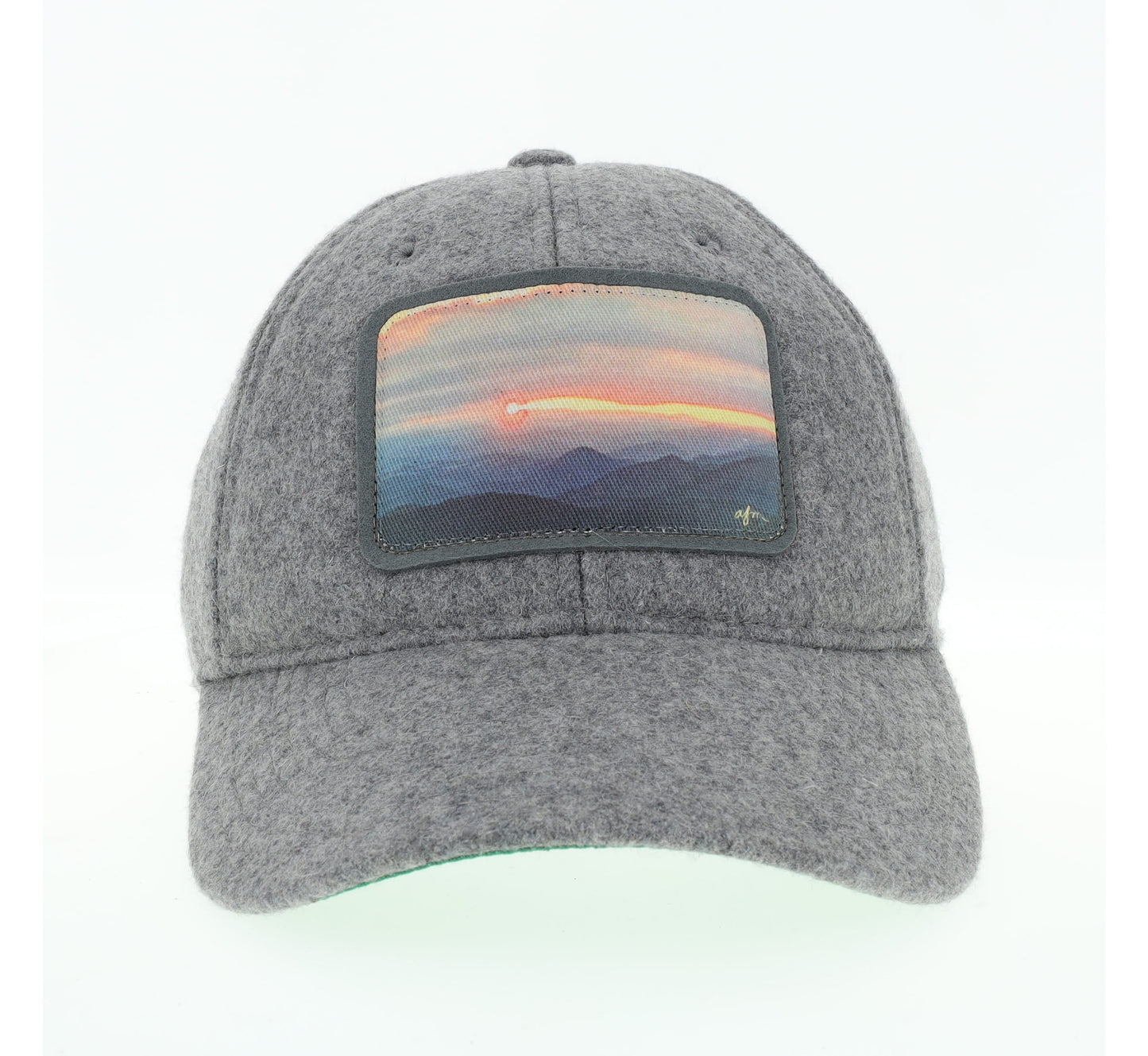 Mountain Sunset Vintage Wool Flannel Hat in Grey