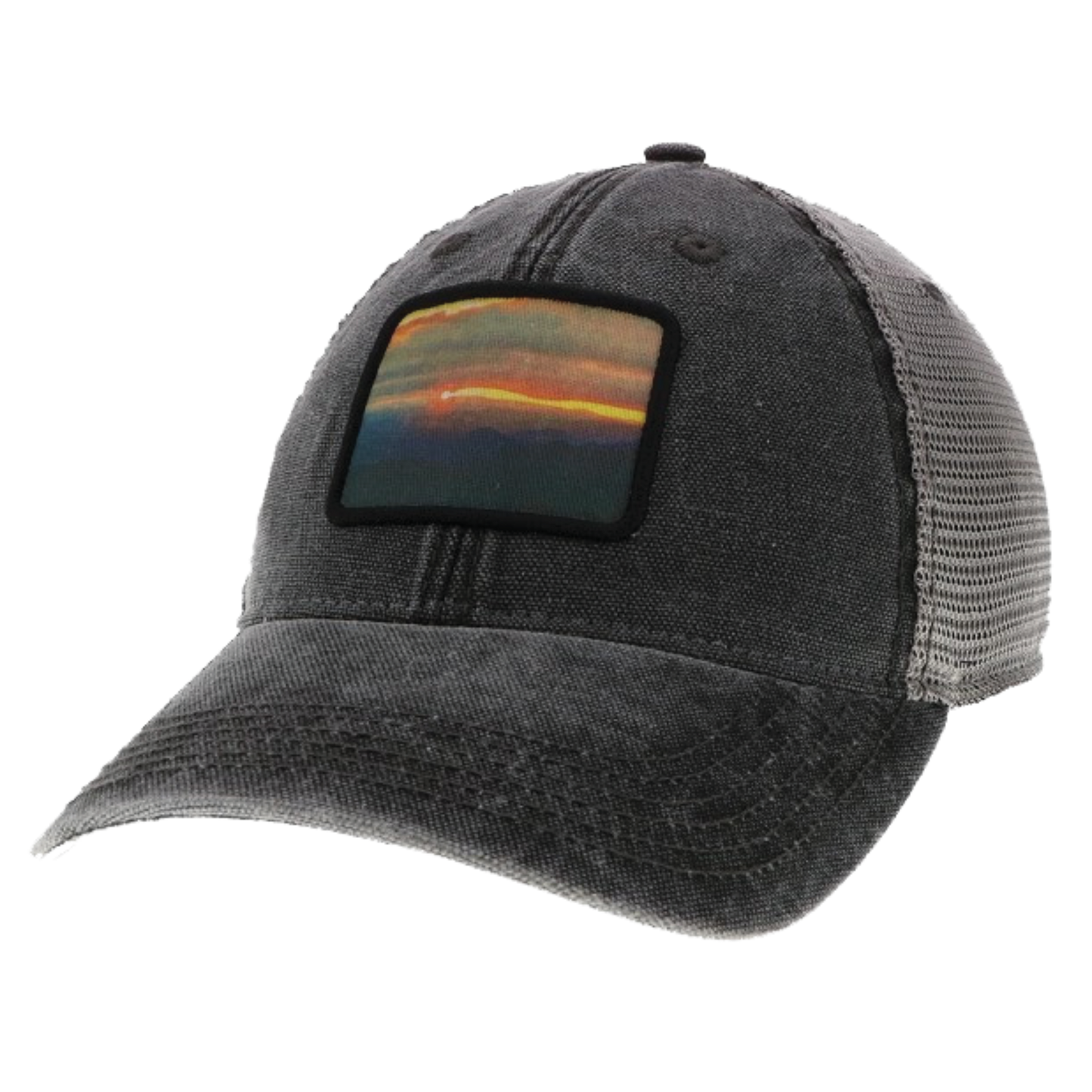 Mountain Sunset Dashboard Trucker Hat in Black/Grey