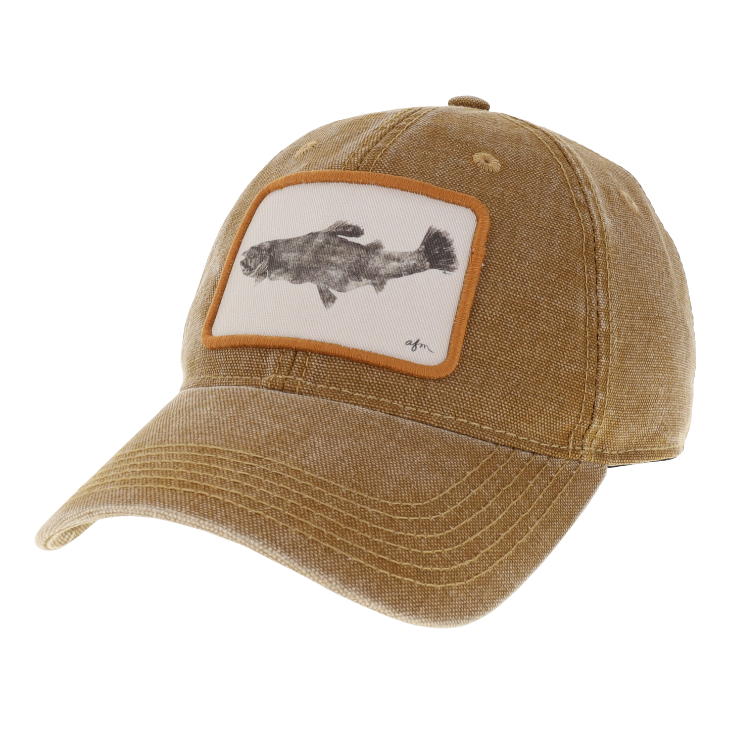 Trout Gyotaku Dashboard Hat in Camel