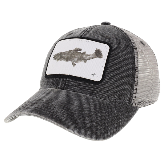 Trout Gyotaku Dashboard Trucker Hat in Black/Grey