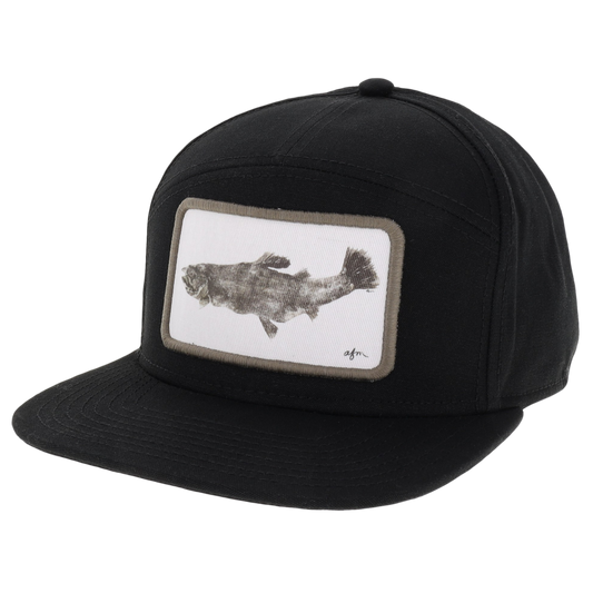 Trout Gyotaku Hopback Hat in Black