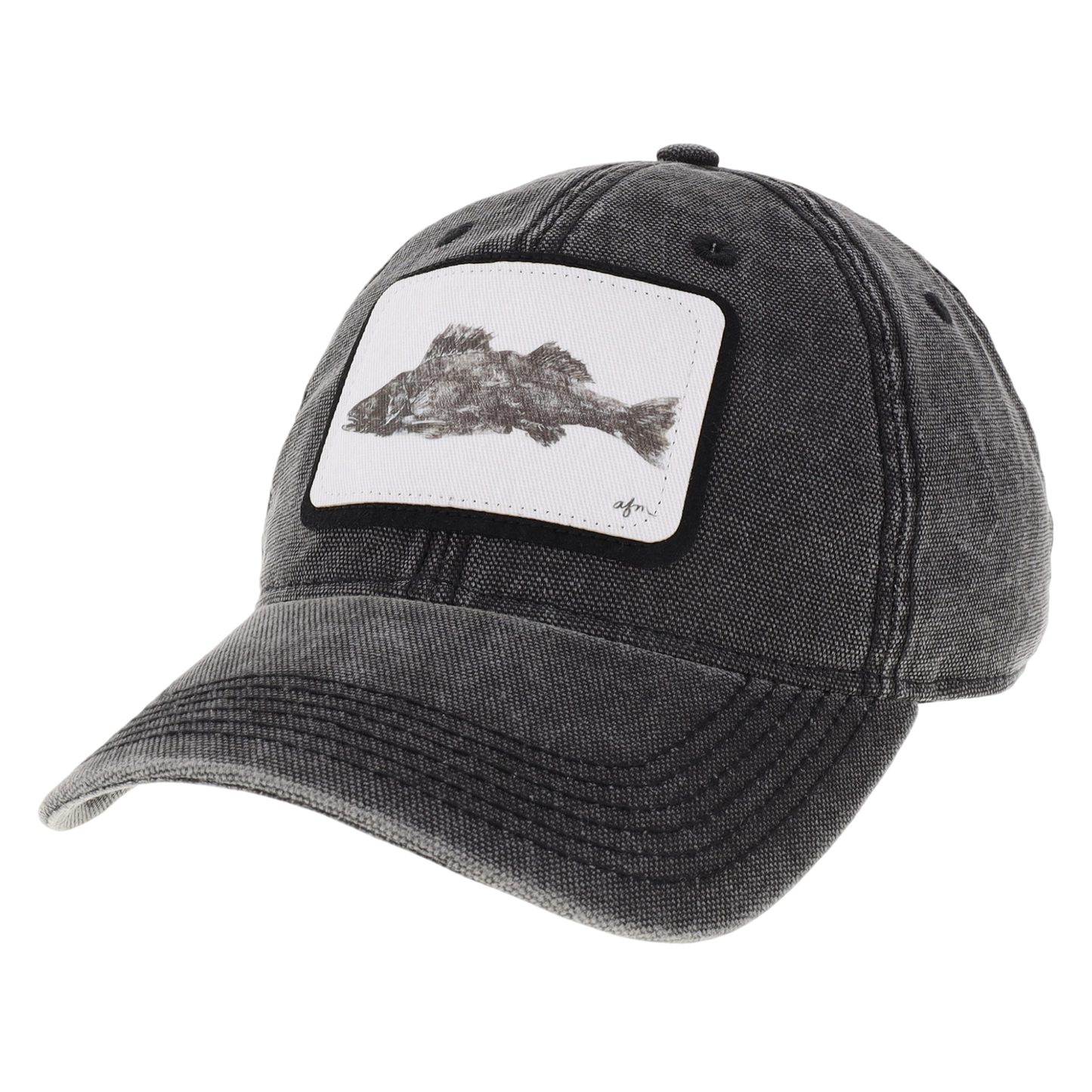 Walleye Gyotaku Dashboard Hat in Black