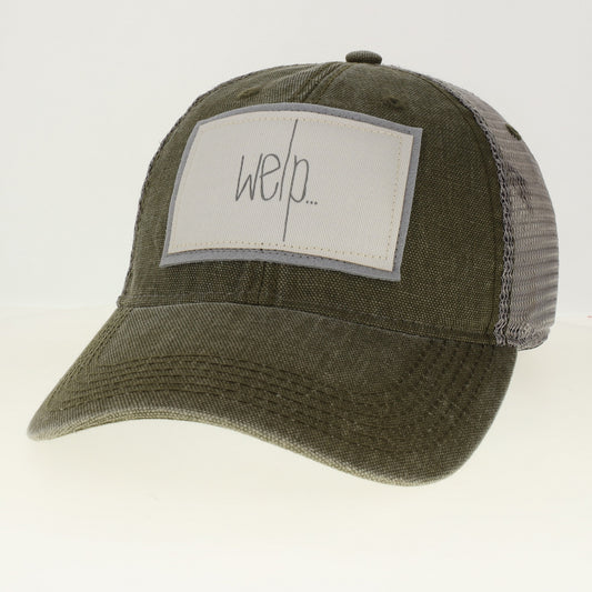 Welp...Dashboard Trucker Hat in Olive/Grey