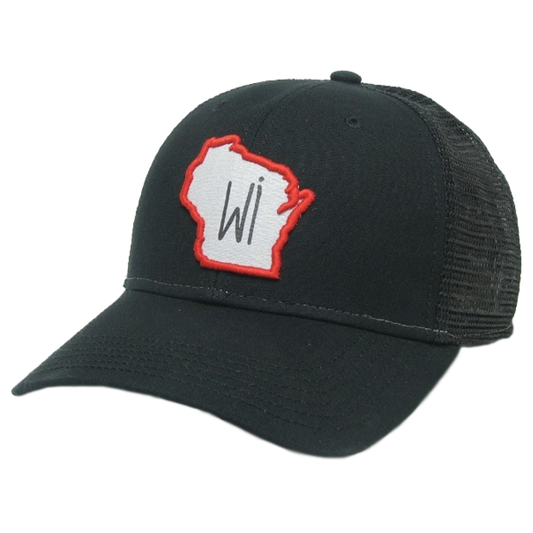Wisconsin Mid-Pro Trucker Hat in Black/Black