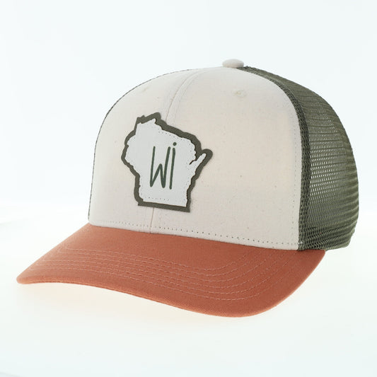 Wisconsin Mid-Pro Trucker Hat in Stone/Bronze/Light Olive