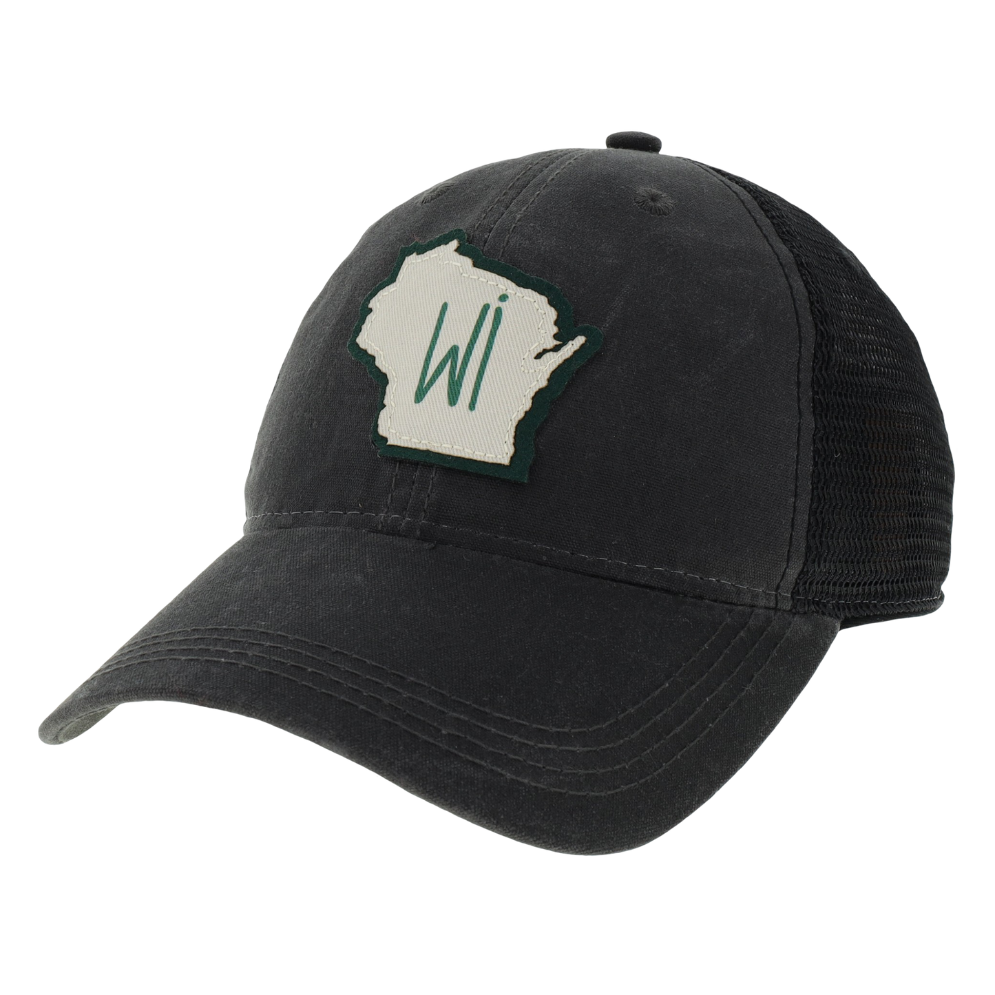 Wisconsin Waxed Trucker Hat in Charcoal/Black