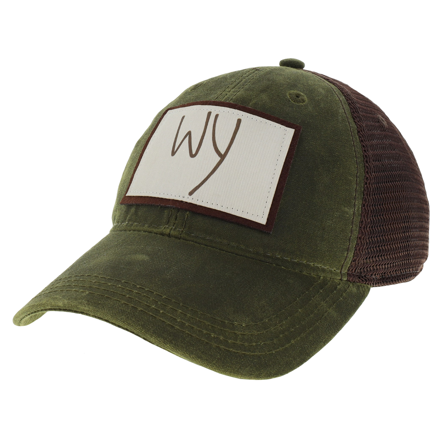 Wyoming Waxed Cotton Trucker Hat in Dark Olive
