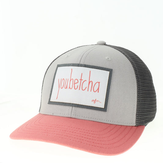 Youbetcha Mid-Pro Trucker Hat in Light Grey/Salmon/Dark Grey