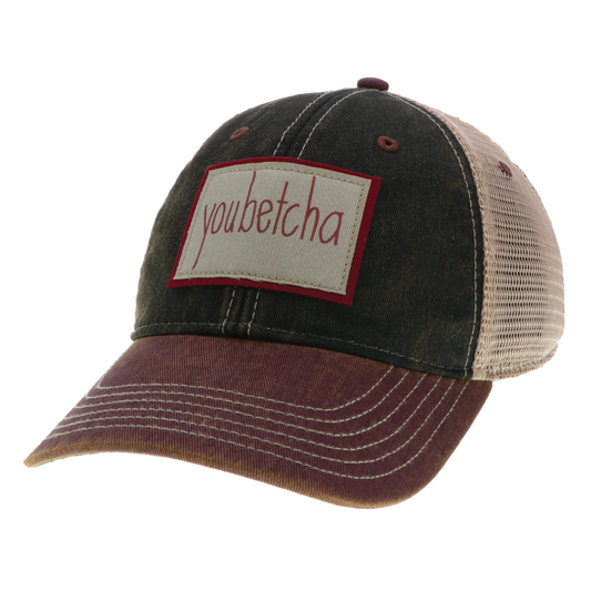 Youbetcha Old Favorite Trucker Hat in Black/Burgundy