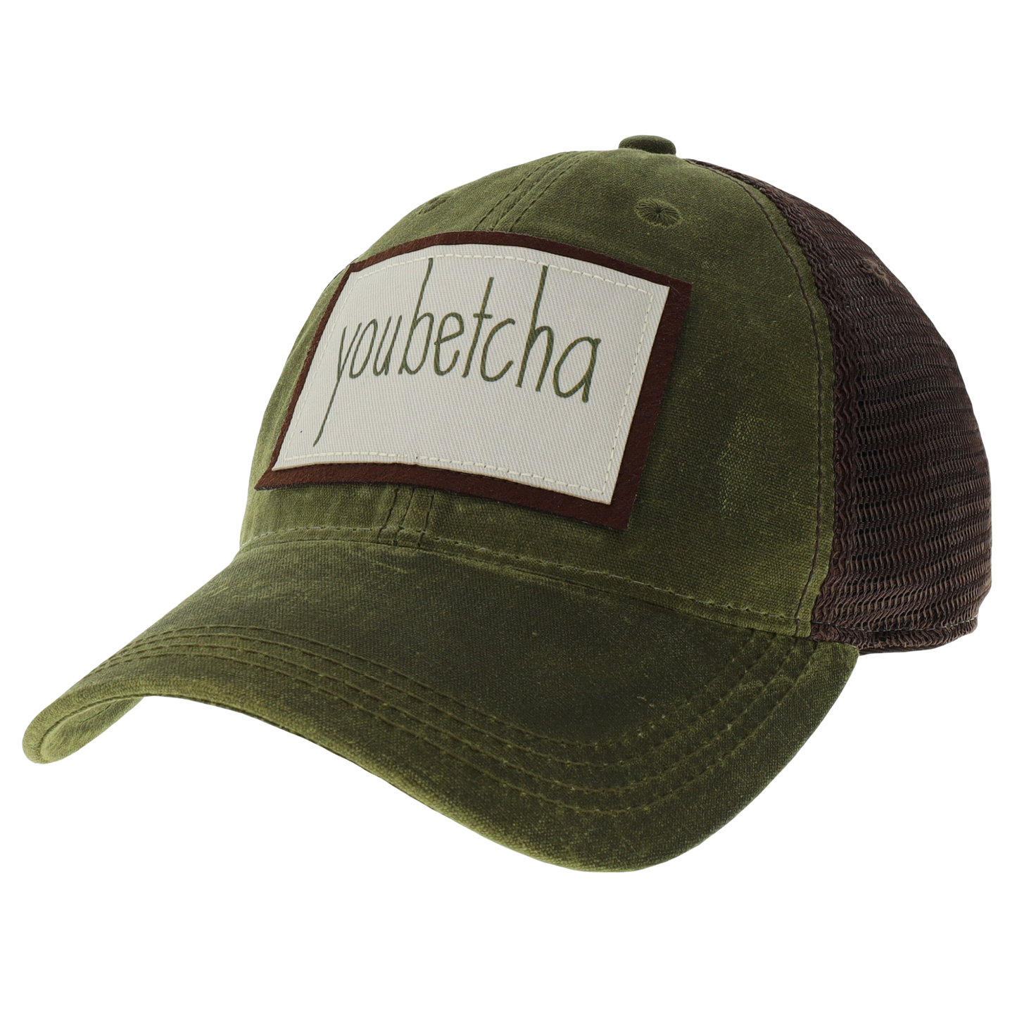 Youbetcha Waxed Trucker Hat in Dark Olive